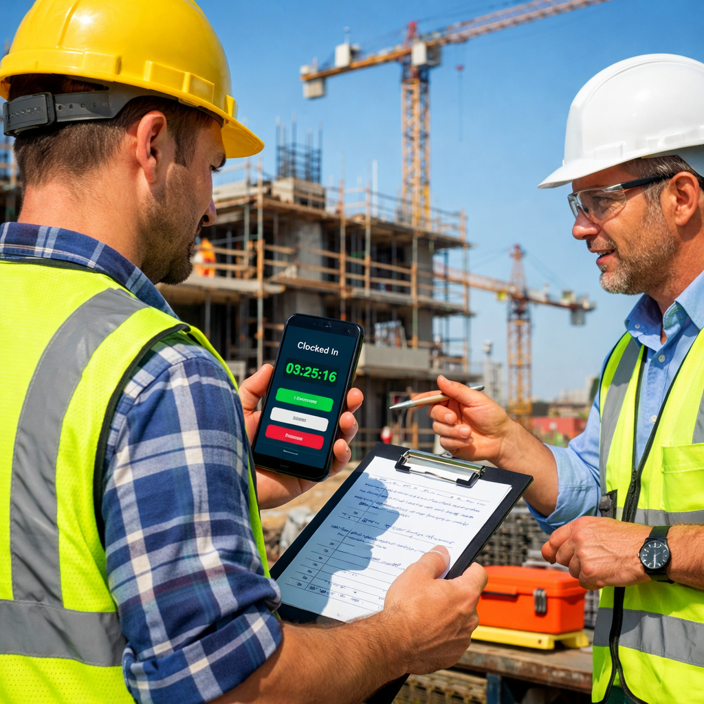 Construction Worker Using Smartphone at Site-1